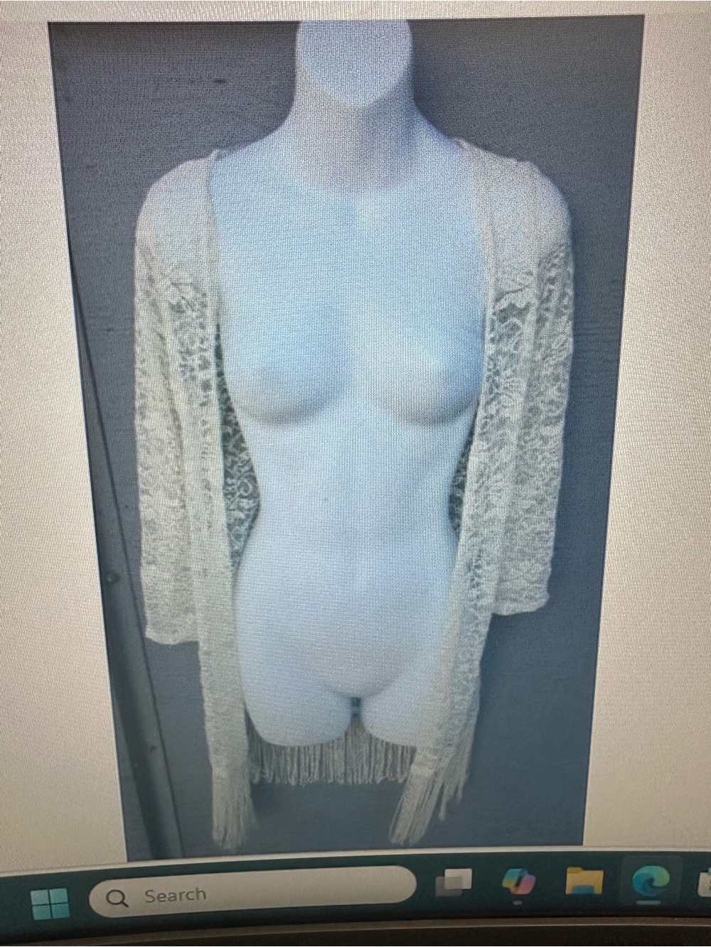 love J flower Lace Fringe Kimono Cardigan ivory duster boho